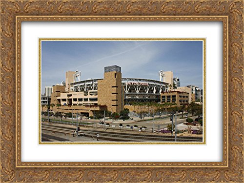 Petco Park 2X Matted 24x20 Gold Ornate Framed Stadium Art Print - Perfect for Baseball Fans Home Decor & Sports Memorabilia Collection