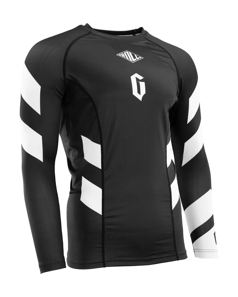 GAMENESS RASHGUARD PRO RANK LONG SLEEVE BJJ JIU-JITSU GRAPPLING FIGHT SHIRT BLACK/WHITE - Perfect for MMA Training, Brazilian Jiu-Jitsu & No-Gi Grappling
