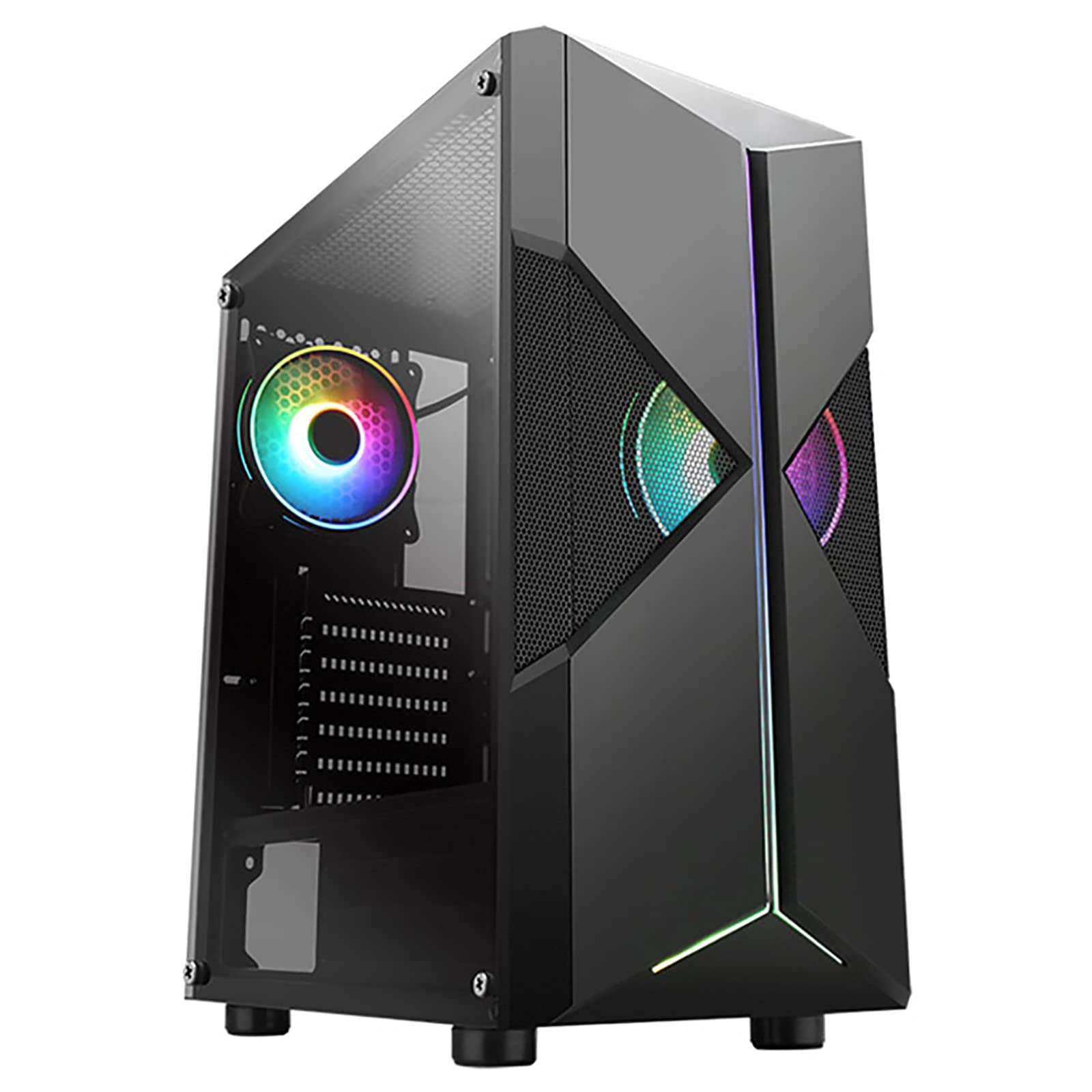 ATX Gaming Case - Micro ATX PC Case with Acrylic Glass Panel, Mid Tower Computer Chassis with Fan & Water Cooling Support - Perfect for Gaming Rigs & Workstation Builds