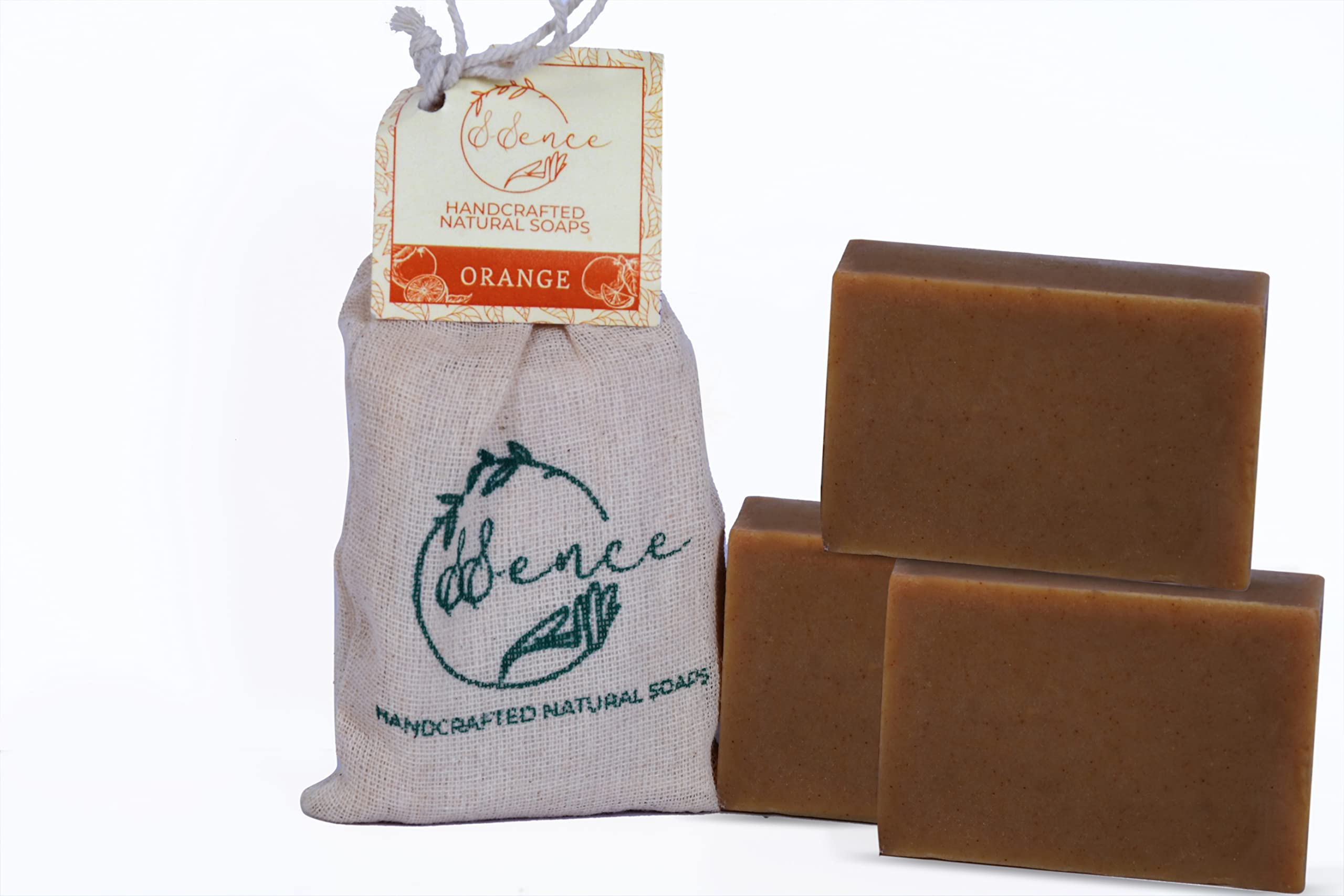 SSence Natural Orange Soap - Handmade Organic Citrus Bar for Face & Body - Refreshing & Moisturizing for Daily Skincare & Bathing