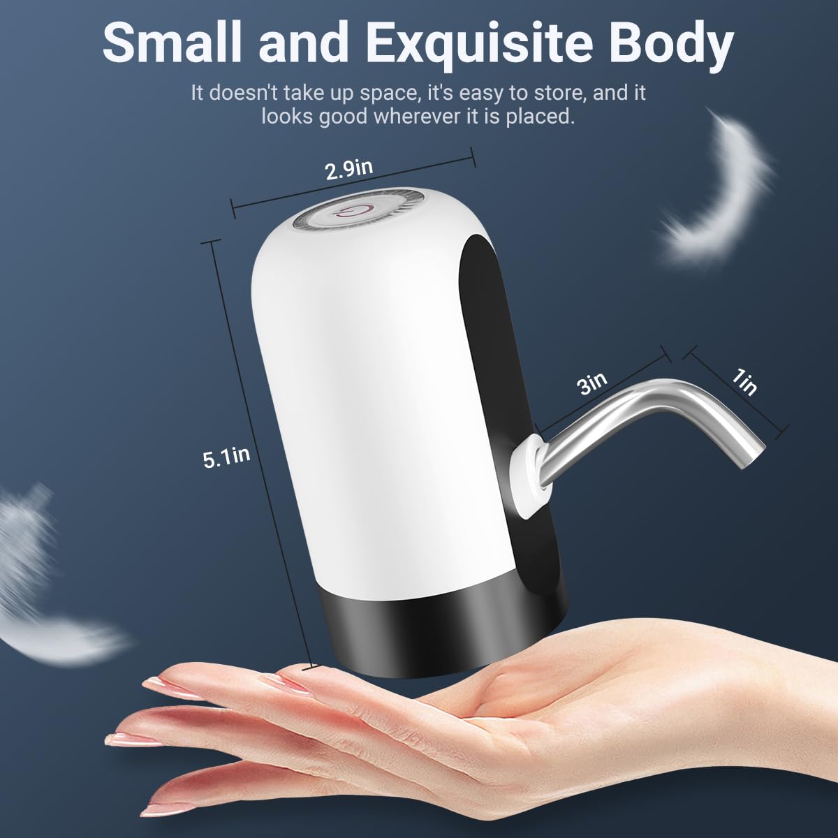 5 Gallon USB Rechargeable Water Bottle Pump - Automatic Electric Water Dispenser for 2.16