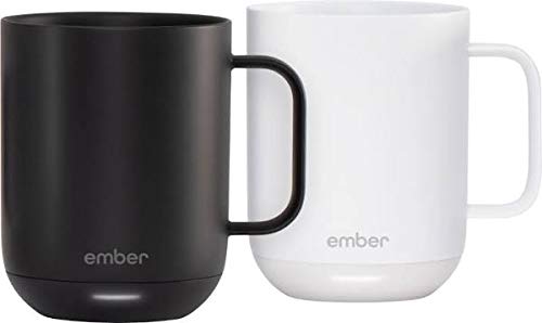 2 Pack Ember Smart Temperature Control Mugs - 10oz Stainless Steel Travel Mug with App (Black & White) - Perfect for Coffee, Tea & Hot Drinks at Home, Office or Commute