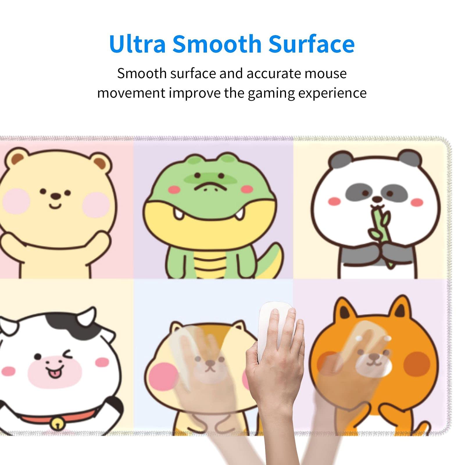 Cute Kawaii Animals Gaming Mouse Pad - Extra Large Extended Desk Mat for PC, Laptop & Office - Non-Slip Rubber Base - Perfect for Gaming Setup & Home Office Decor