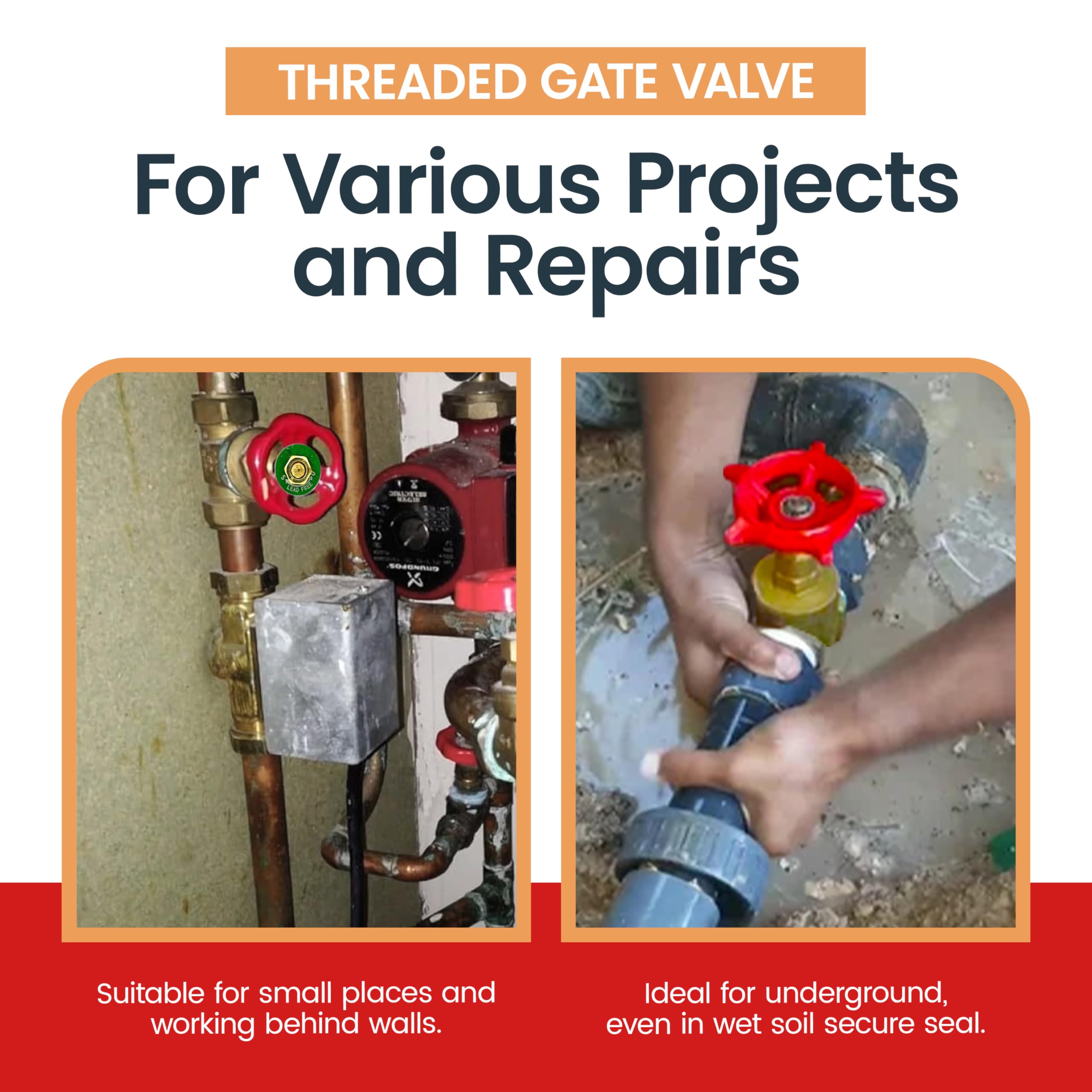 3 Inch Brass Gate Valve - NSF Certified for Potable Water, Non-Rising Stem, NPT Female Connection - Durable Brass Fitting for Water, Oil & Gas Applications - Perfect for Plumbing Systems, Irrigation & Industrial Use
