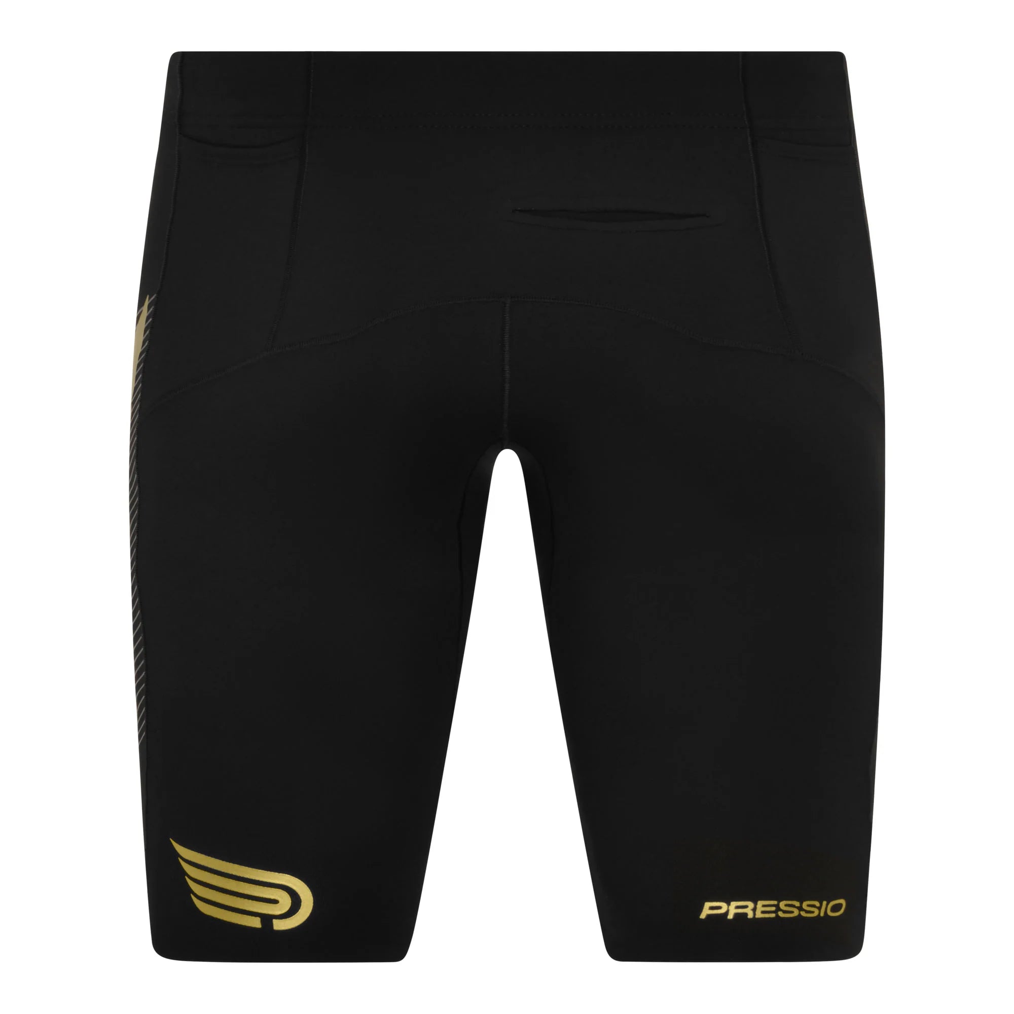 Pressio Men's Power Half Tight - Black/Gold - High-Performance Compression Shorts for Running, Gym & Workouts