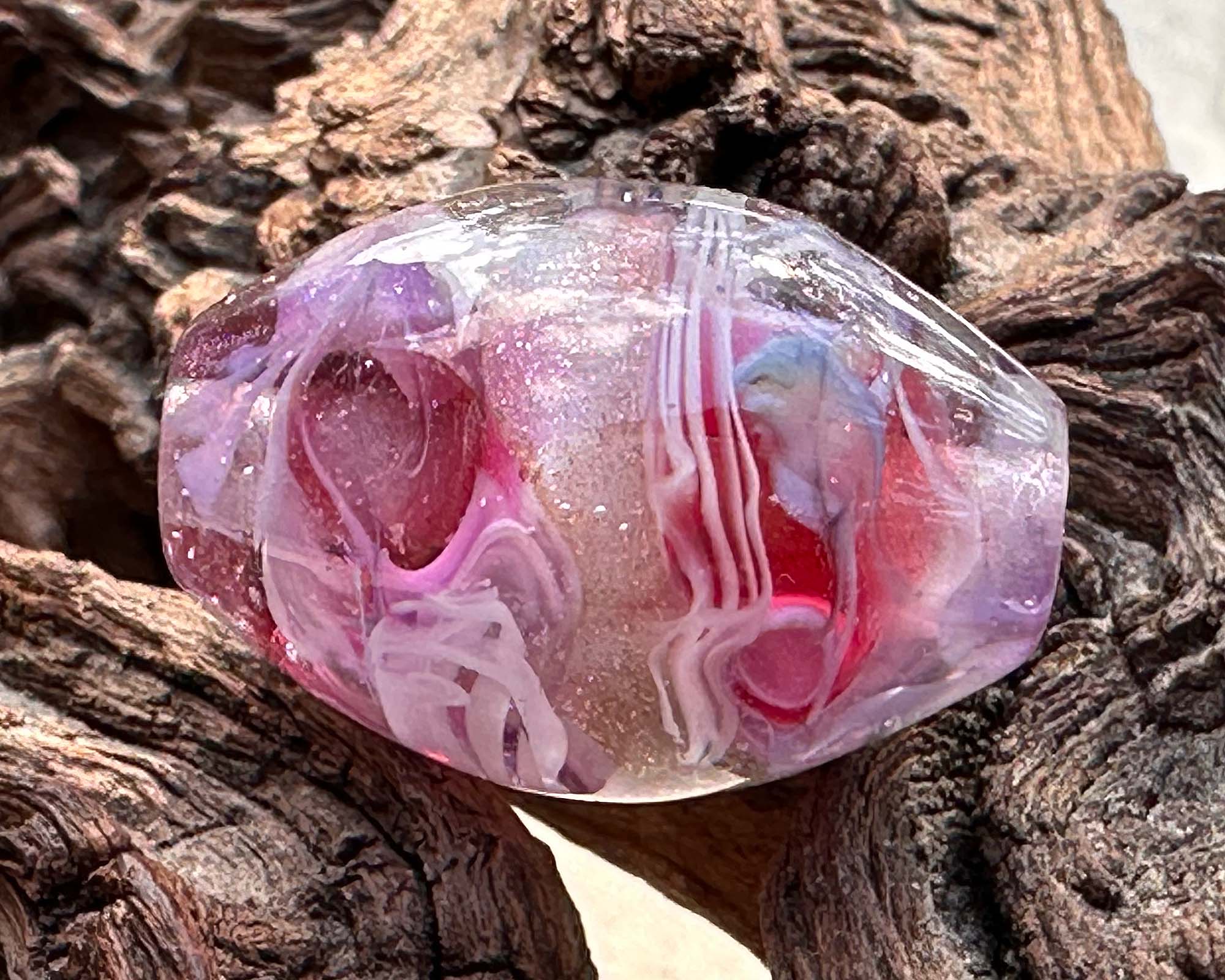 Sparkling Pink Rose Lampwork Glass Focal Bead for Jewelry Making - DIY Necklace, Bracelet, Earrings Designs - Perfect for Handmade Gifts and Boho Style Accessories