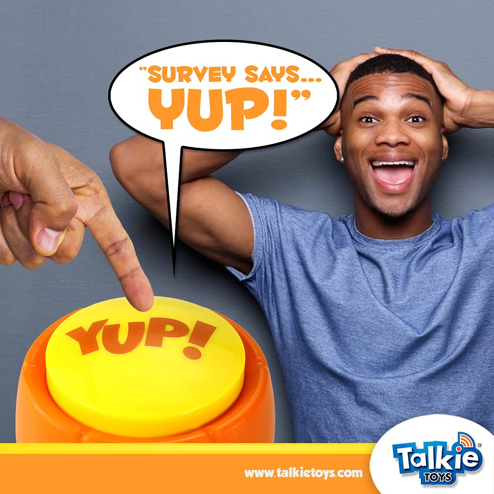 Talkie Toys Yup Button - Funny Talking Button with 10 Hilarious Sayings | Novelty Gag Gift for Parties, Office Pranks & Family Fun