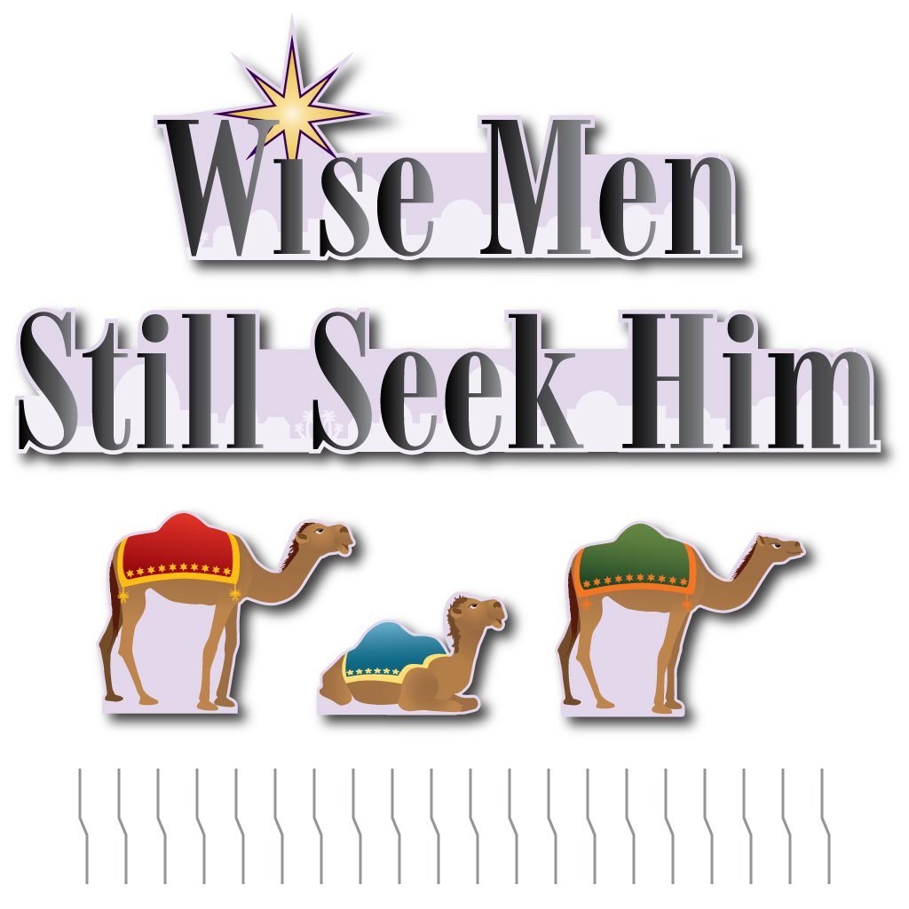 Wise Men Still Seek Him Christmas Yard Sign - Religious Outdoor Lawn Decor with 20 Stakes for Holiday Display - Perfect for Front Yard, Garden, Church & Nativity Scene Decorations
