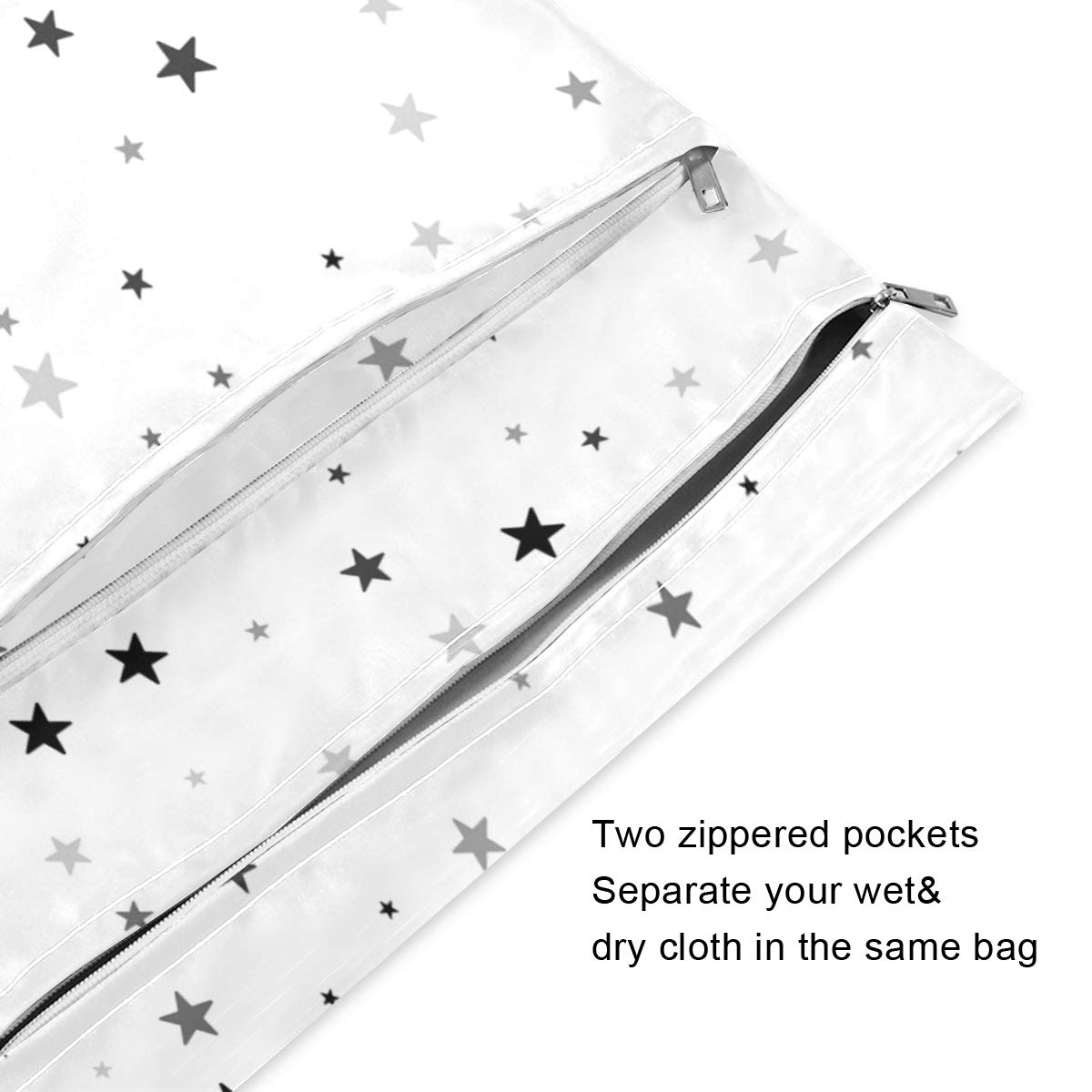 Scandinavian Stars Wet Dry Bag 2 Pack - Waterproof Reusable Storage for Cloth Diapers, Swimsuits & Travel - Ideal for Wet Clothes, Toiletries, Beach Trips & Baby Essentials - Perfect for Daycare, Pool, Gym & Outdoor Activities