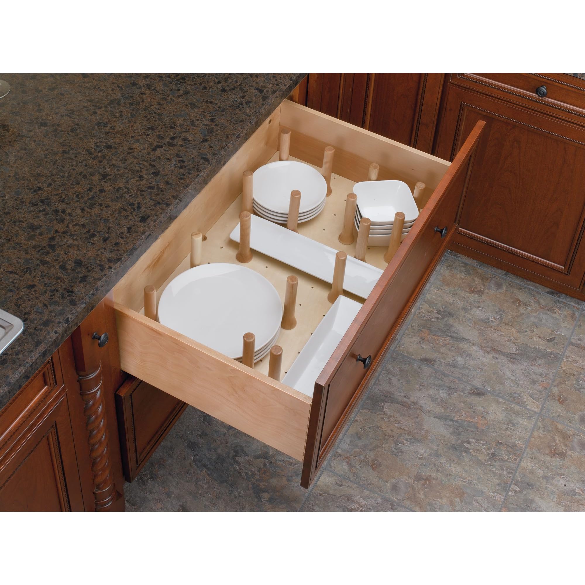 Rev-A-Shelf Pegboard Drawer Organizer - Adjustable Wooden Kitchen Cabinet Storage for Utensils, Pots & Dishes - 39