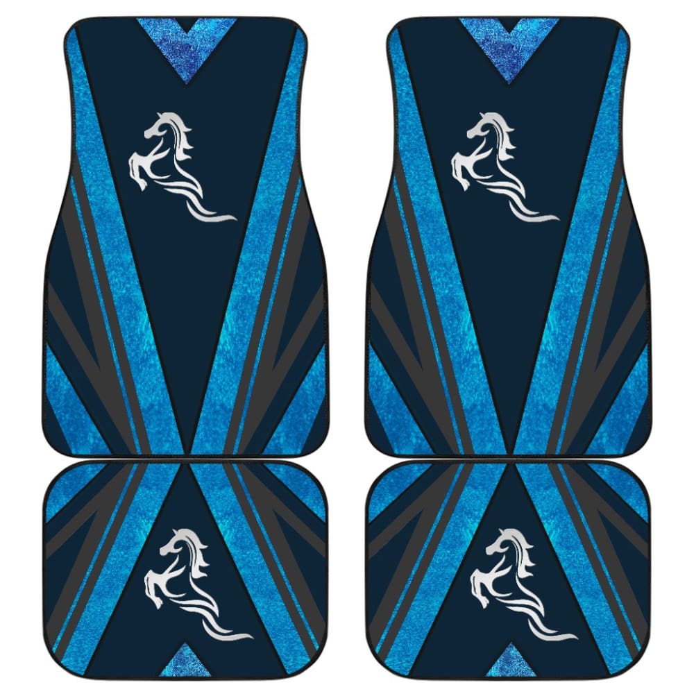 Premium Mustang Blue Horse Metallic Style Car Floor Mats - Durable, Non-Slip Automotive Accessories for Ford Mustang | Perfect for Daily Driving, Road Trips & Car Shows