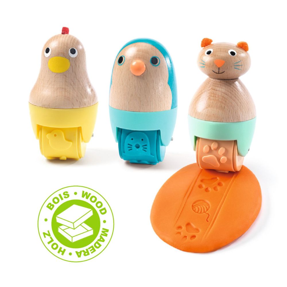 Djeco Play Dough Myplastirollers - Non-Toxic Modeling Clay for Kids, Creative Art & Sensory Play - Perfect for Preschool Learning, Birthday Gifts & Family Craft Time