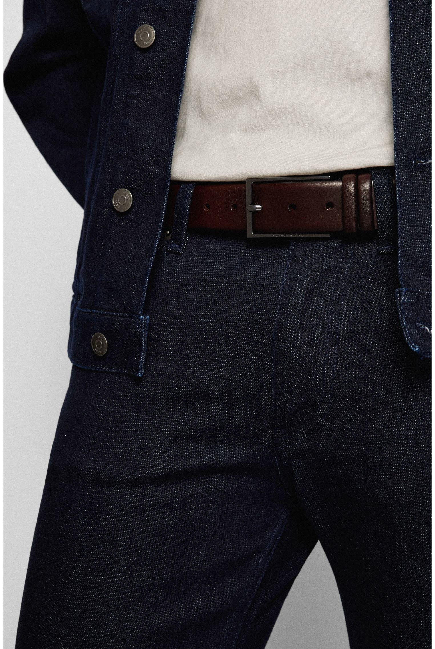 Hugo Boss Men's Genuine Leather Dress Belt - Stylish & Durable Formal Accessory for Business, Office & Special Occasions
