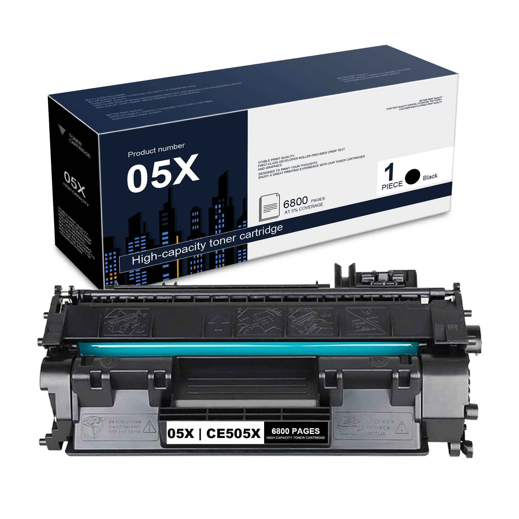 HP P2055 P2055d P2055dn P2055x Compatible Black Toner Cartridge - CE505X Replacement (1 Pack) - High Yield Printing for Office & Home Use