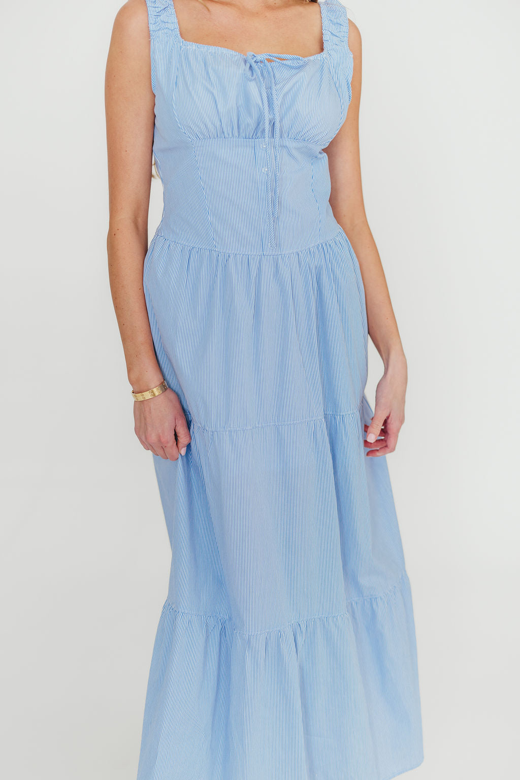 Katie 100% Cotton Maxi Dress - Blue Striped Flowy Summer Dress for Women | Beach Cover Up, Vacation Outfit, Casual Daywear