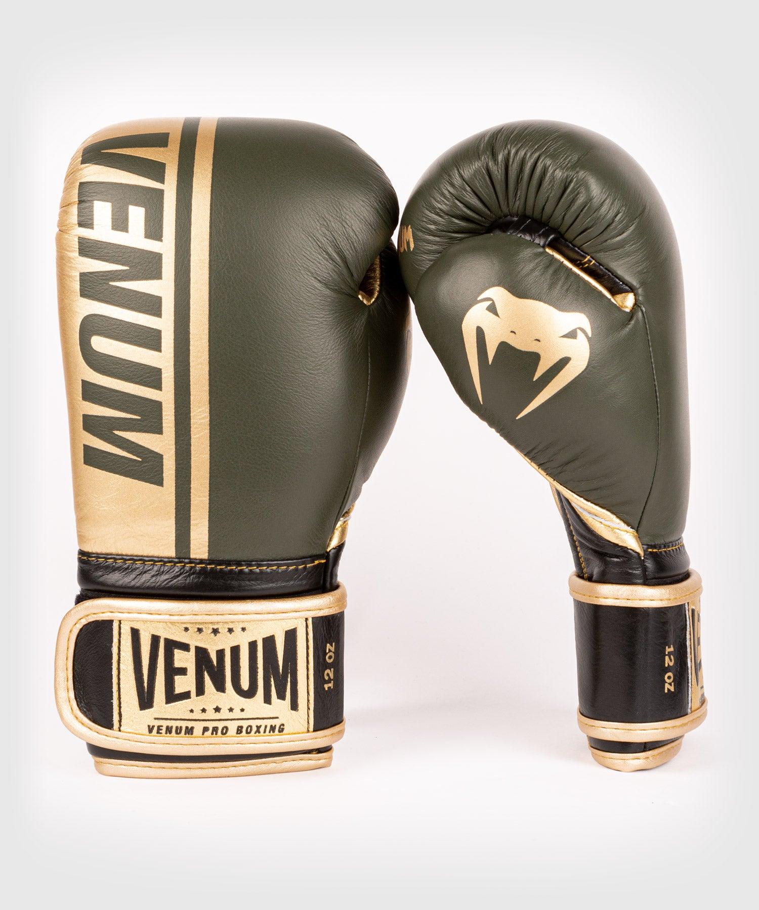 Venum Shield Pro Boxing Gloves for Men & Women - Velcro Closure, Premium Training Gloves, Khaki/Gold - Ideal for MMA, Kickboxing, Boxing Training & Fitness Workouts
