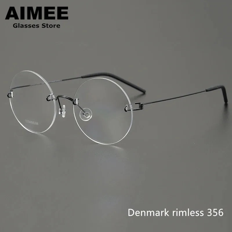 Unisex Rimless Round Screwless Titanium Eyeglasses Frame 1356 - Lightweight & Durable for Reading, Computer Work & Everyday Wear