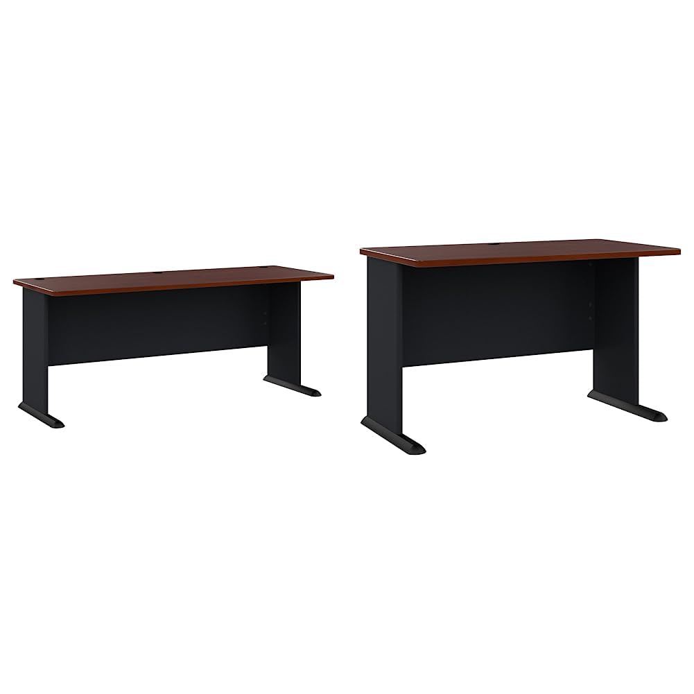 Bush Business Furniture Series A 72W & 48W Office Desks in Hansen Cherry & Galaxy Finish - Perfect for Home Office, Workspace & Business Environments