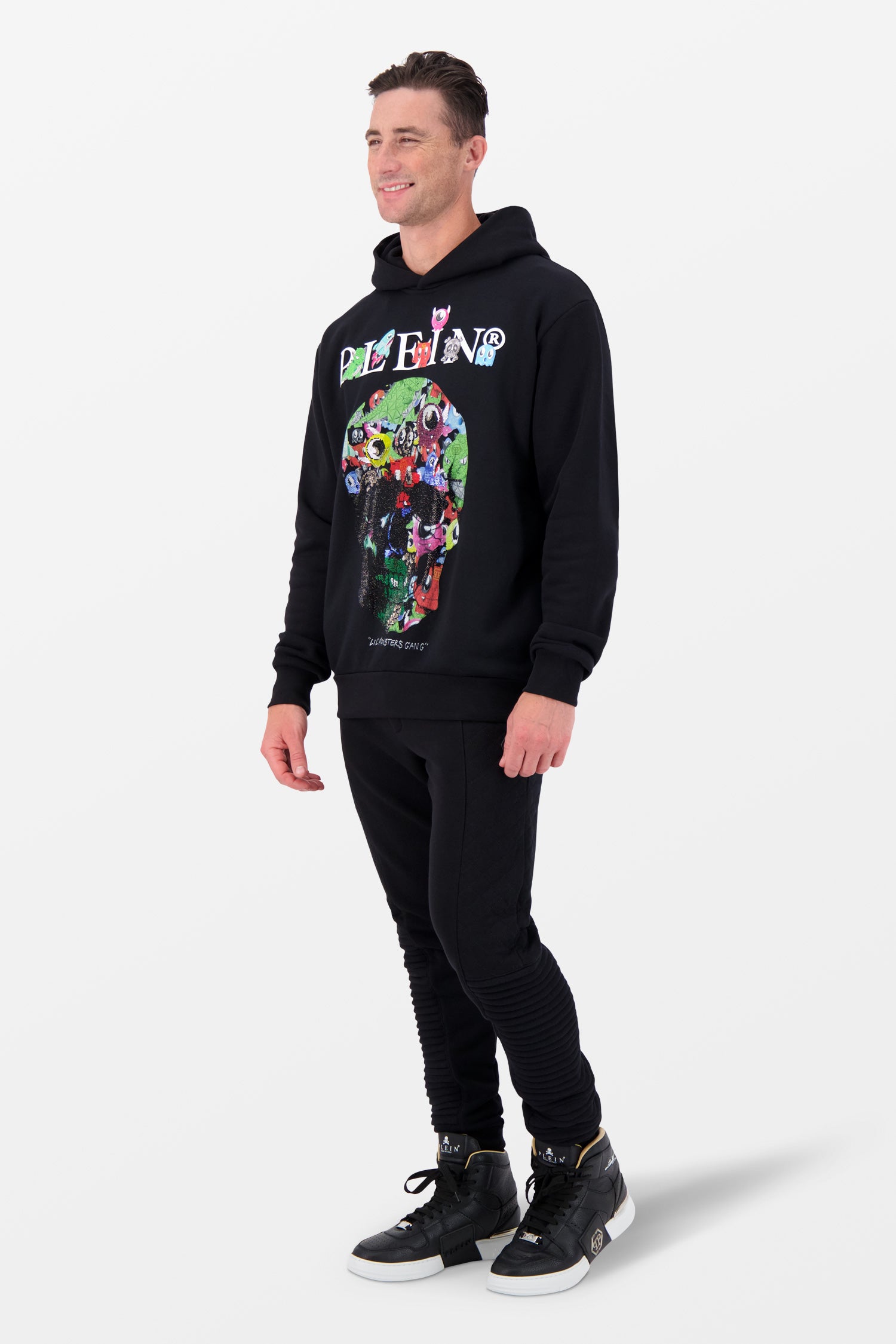 Philipp Plein Black Monsters Hoodie for Men - Gothic Streetwear Fashion | Perfect for Casual Outfits, Street Style & Urban Fashion Lovers