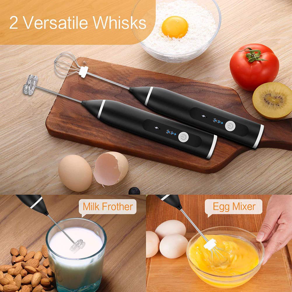 Electric Handheld Mixer - 3-Speed Adjustable USB Rechargeable Blender for Baking, Egg Beating & Milk Frothing | Perfect for Kitchen, Coffee Shop & Home Cooking