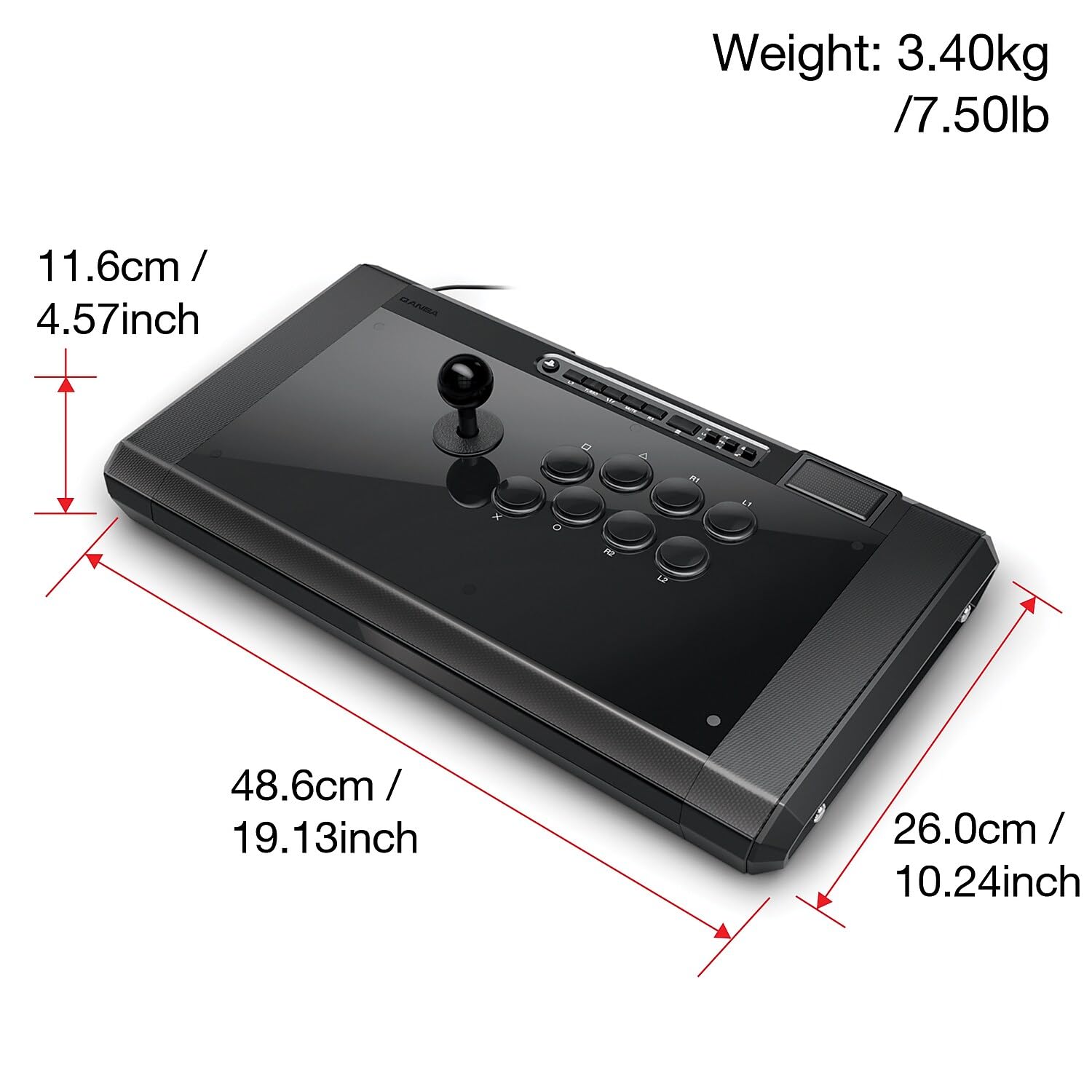 Qanba Q7 Obsidian 2 Wired Arcade Fight Stick for PlayStation 5, PS4 & PC - Professional Gaming Controller for Fighting Games, eSports & Home Arcade Setup