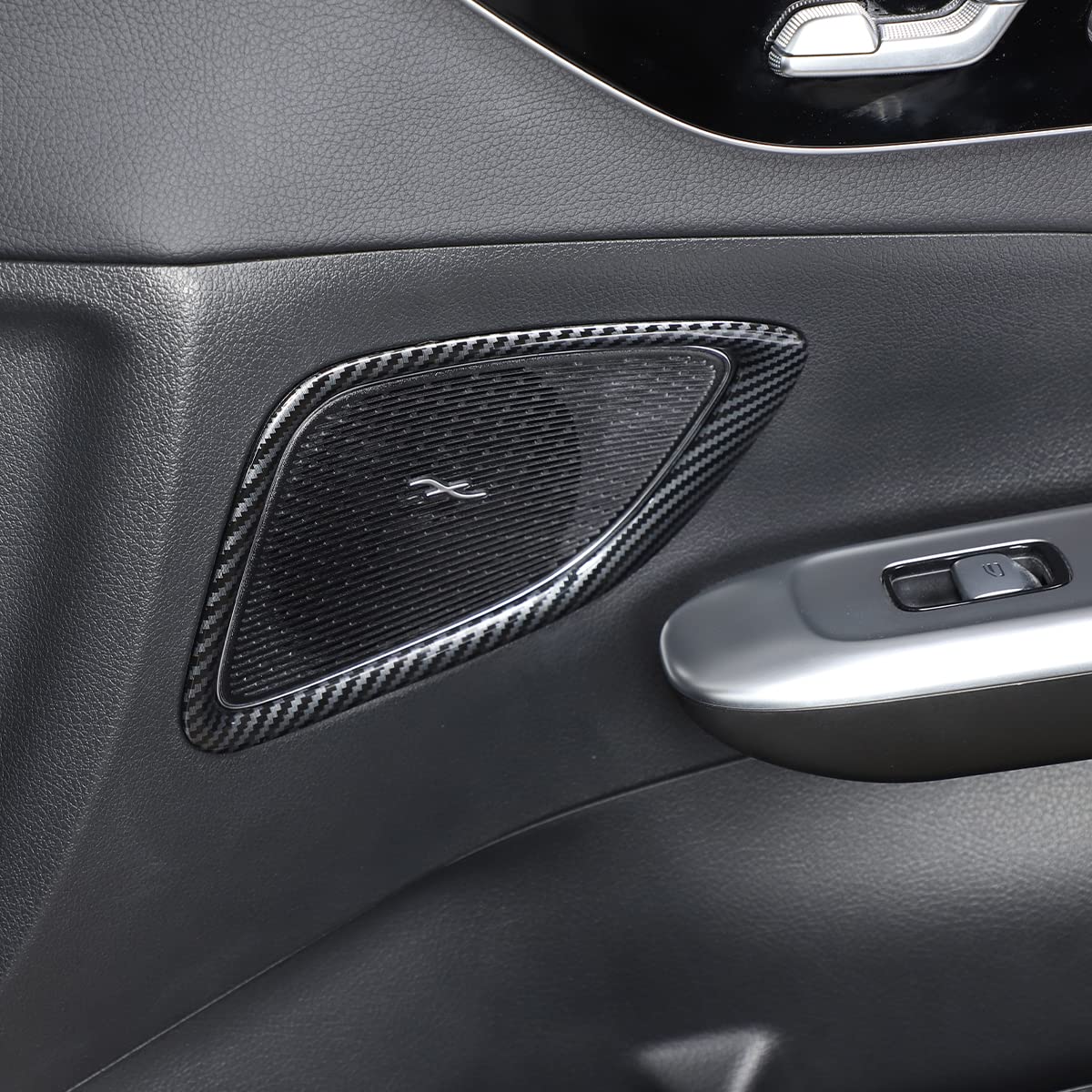 ABS Car Speaker Cover Trim Compatible for Mercedes-Benz W206 C-Class (2022-2023) - Carbon Fiber Look Interior Accessories for C200 C300 Base Sport Sedan - Upgrade Your Car Audio System & Enhance Interior Style