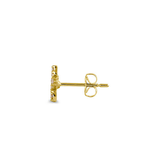 14K Yellow Gold Jasmine CZ Stud Earrings for Women - Hypoallergenic Cubic Zirconia Flower Jewelry - Perfect for Weddings, Anniversaries & Everyday Elegance
