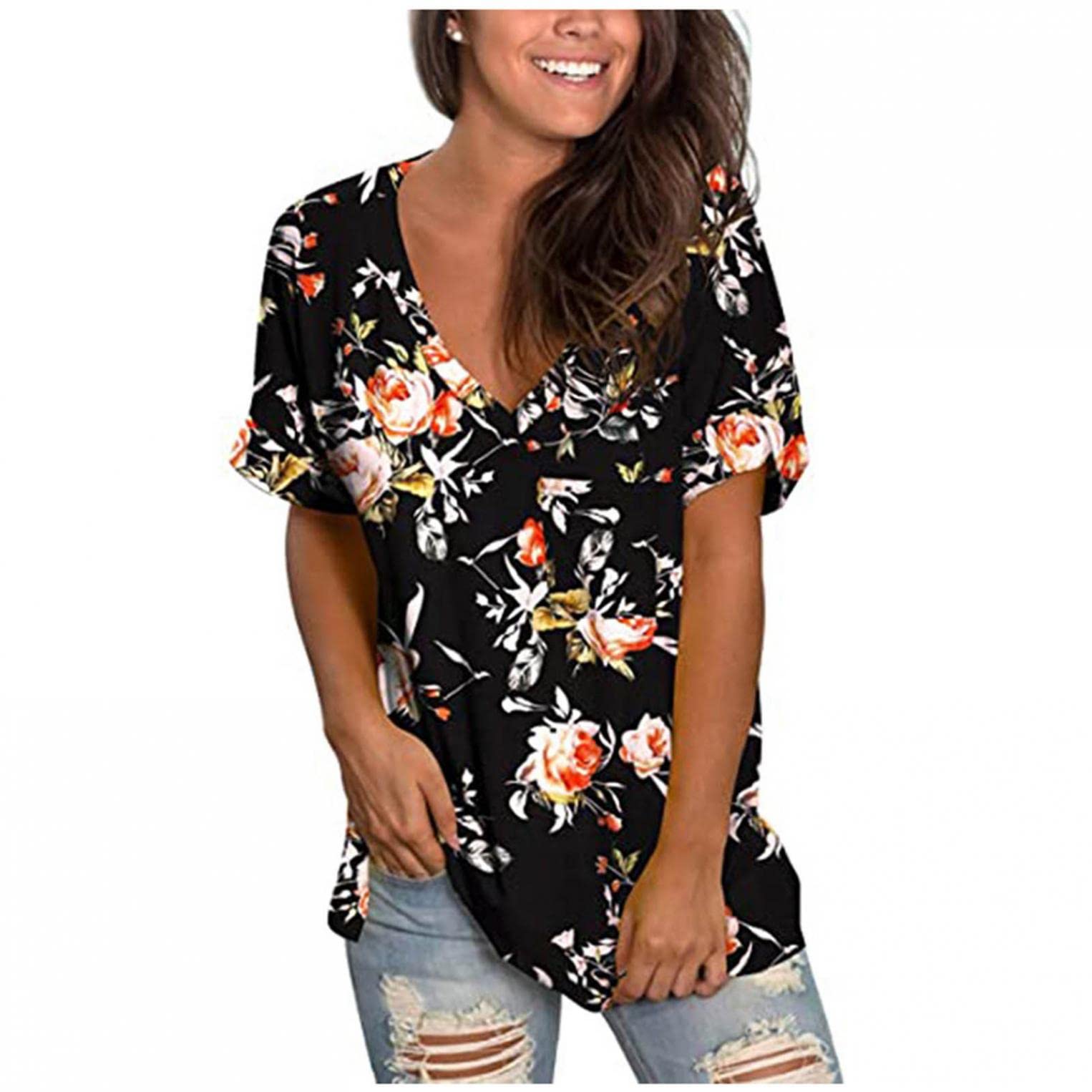 FABUIRT Women's Summer Casual Short Sleeve T-Shirt - Loose Fit Printed Funny Graphic Tee with O-Neck | Perfect for Beach Outings, Weekend Wear & Casual Office Looks