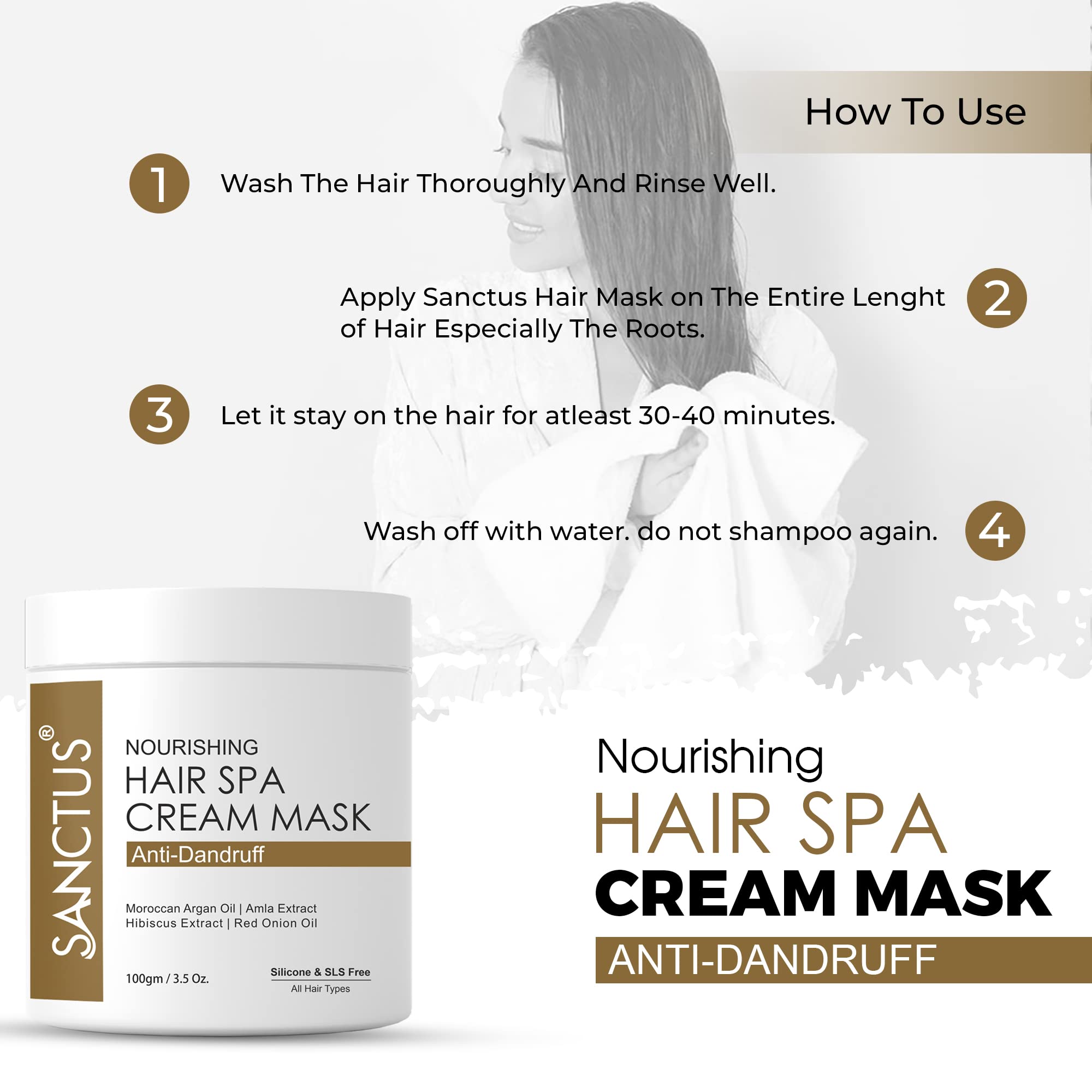 Organic Hair Spa Cream Mask with Red Onion Oil & Moroccan Argan Oil - Deep Conditioning Treatment for Scalp Nourishment & Dandruff Control - Infused with Amla & Hibiscus Extracts - 100g - Perfect for Damaged Hair Repair & Daily Hydration