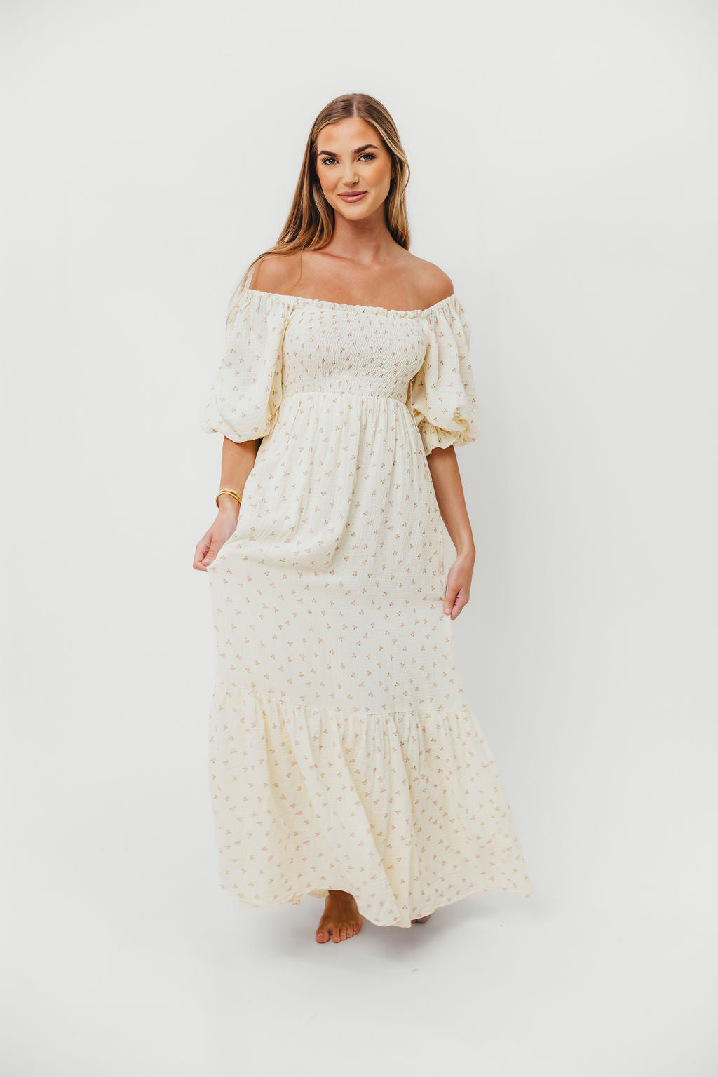 Livvy 100% Cotton Maxi Dress - Petite Pink Floral Print, Women's Summer Casual Flowy Long Dress for Beach, Vacation & Outdoor Activities