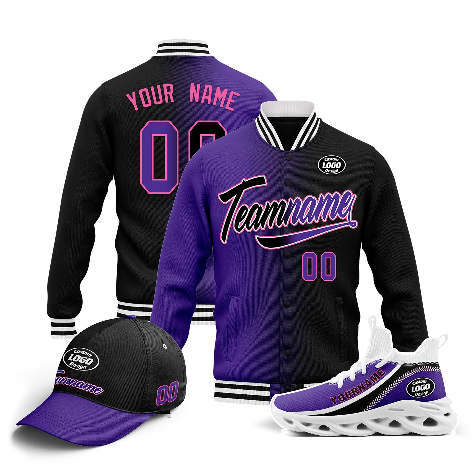 Custom Jacket, MaxSoul Shoes & Hat Combo - Personalized Outfit Set for Men & Women | Perfect for Streetwear, Casual Wear & Gift Giving | D028016-11