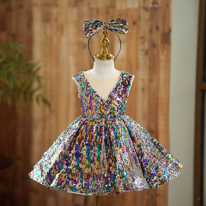 Adorable Baby V-Neck Baptism Dresses with Sequins - Toddler Girls' Christening Gowns for Church, First Communion & Special Occasions