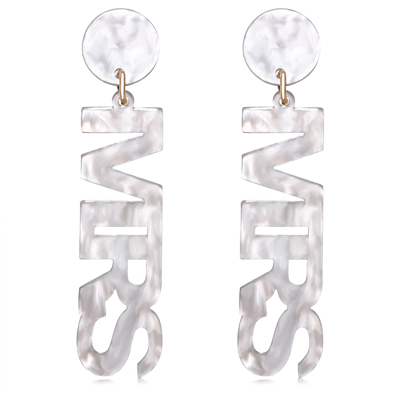 Sparkling BRIDE & MRS Acrylic Dangle Earrings for Women - Wedding Party Jewelry Gift - Elegant Drop Earrings with Glitter Letters (Perfect for Bridal Showers, Bachelorette Parties & Anniversary Gifts)