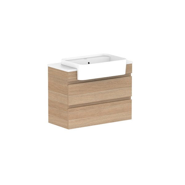 ADP Glacier Pro Semi-Recessed All-Drawer Twin Vanity with Solid Surface Top - Modern Bathroom Sink Cabinet for Master Bath & Guest Room Remodel
