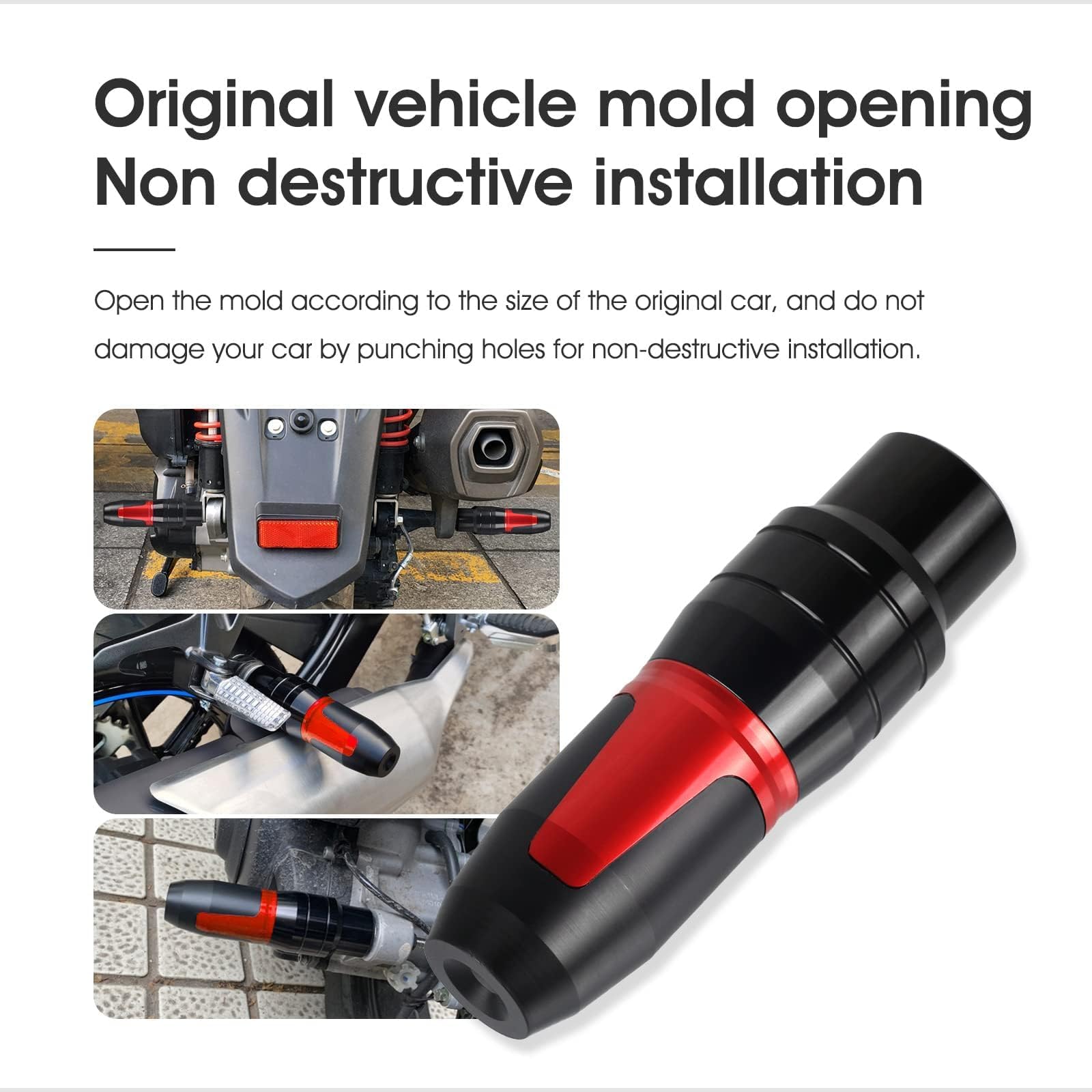 Universal Motorcycle Exhaust Pipe Protector - Anti-Falling Bar Frame Sliders (Red) - Fits Multistrada, CB300R, CBR500R, ZX6R, ZX14R, Ninja 500, RSV4, RC51 - Perfect for Street Bikes and Racing Motorcycles