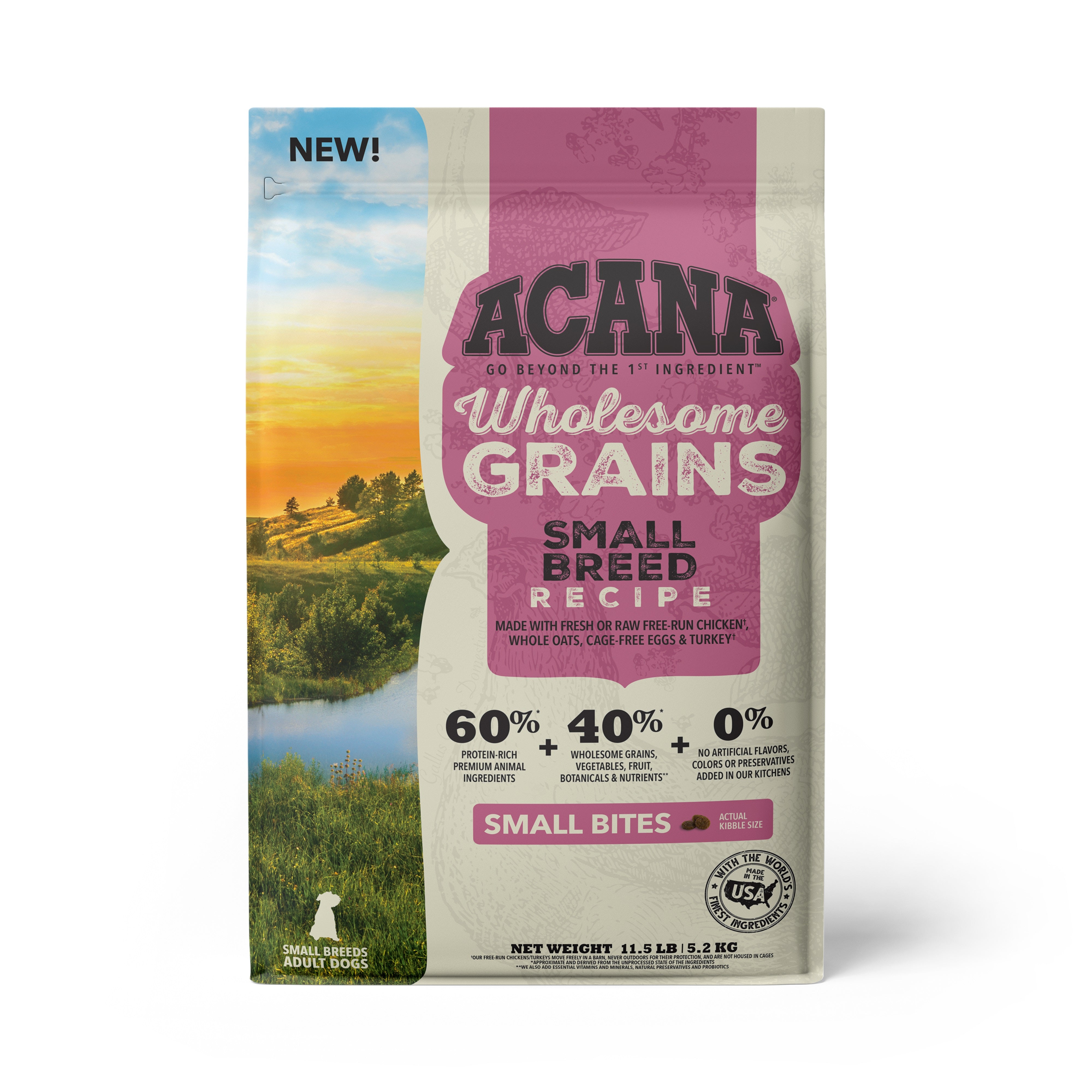 Acana Small Breed Dry Dog Food with 60% Wholesome Grains - Premium Nutrition for Toy & Miniature Dogs - Perfect for Indoor Pets & Apartment Living