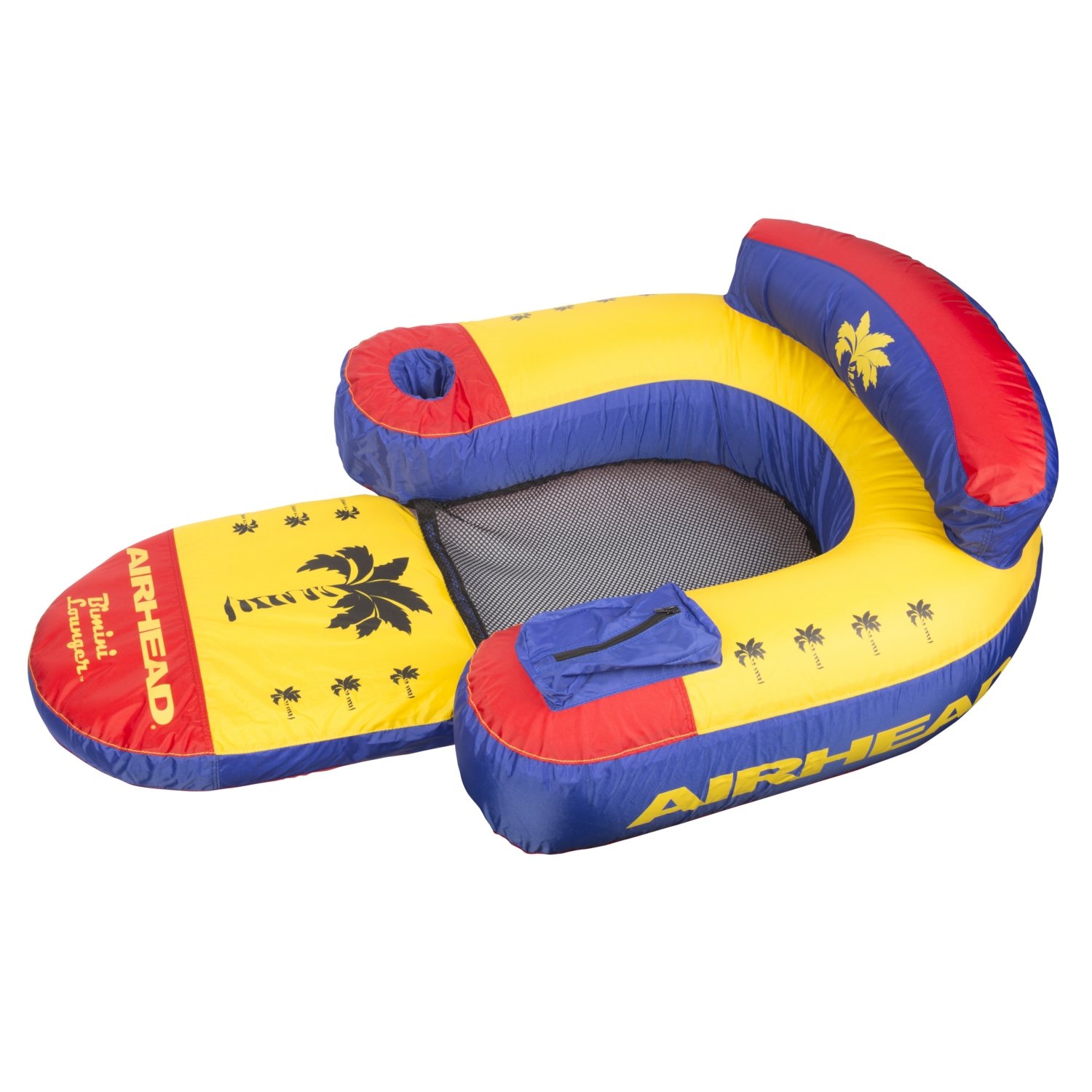 AIRHEAD Bimini Lounger II - Premium 1-Person Inflatable Pool Float with Drink Holder & Zip Storage Pocket - Perfect for Pool Parties, Beach Relaxation & Summer Fun