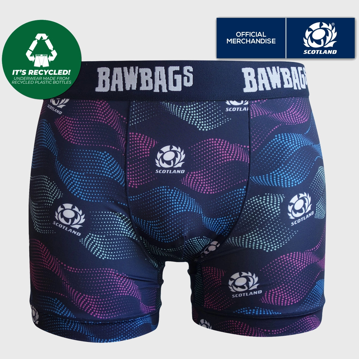 Bawbags Scotland Rugby Cool De Sacs Dots Boxer Shorts - Men's Comfortable Cotton Underwear for Sports & Casual Wear - Perfect for Rugby Fans, Gym & Everyday Use