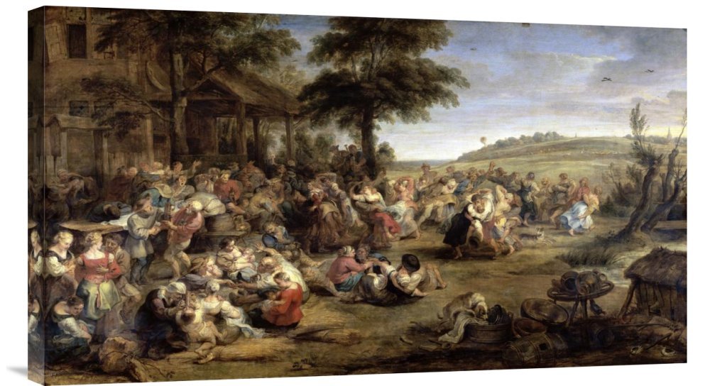 Peter Paul Rubens 'A Village Wedding' Gallery Wrap Giclee Canvas Wall Art Print - Handmade Reproduction Oil Painting for Home & Office Decor - Perfect for Living Room, Bedroom or Wedding Gift