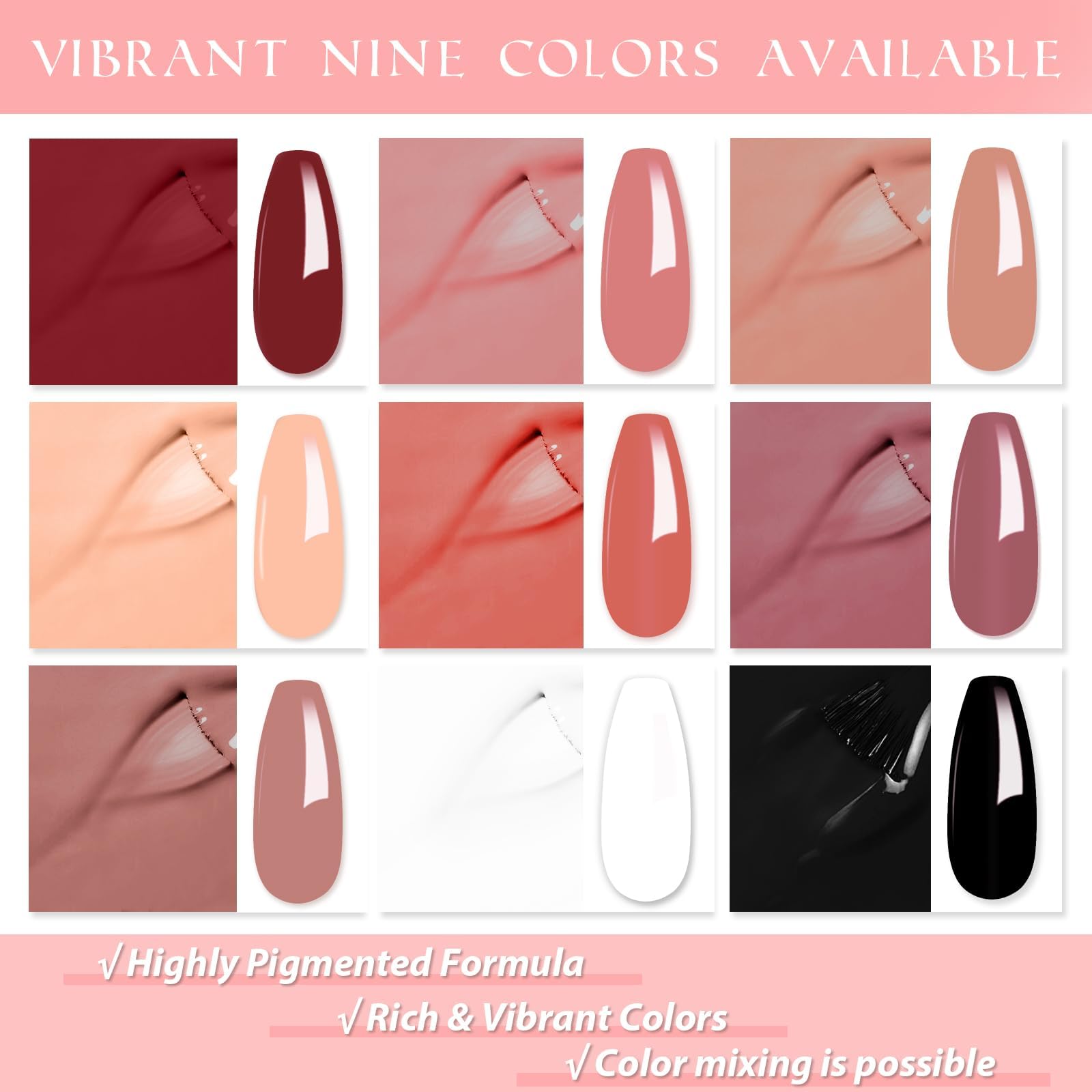9 Colors Ombre Gradient Nail Polish Kit with 100 Nail Sponges & 4 Metal Grabber Claws - DIY French Manicure, Aura Nails, Sponge Ombre Nail Art for Home Salon & Professional Use