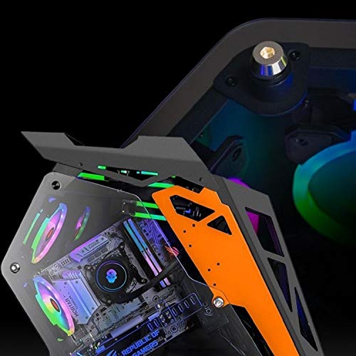 YHMC HDZY ATKK Gaming PC Case - High Performance Computer Main Case for Internet Cafes & Home Gaming (Big Coffee Black Orange) | Perfect for Esports, Streaming & Multi-Tasking