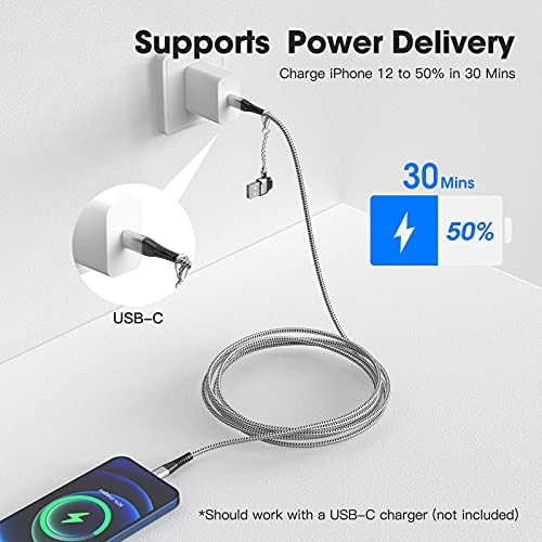 Apple MFi Certified 2-Pack iPhone 14/13 Fast Charging Cable - USB-C to Lightning 3FT Cord for iPhone 14/13/12 Pro Max/Mini/X/Xs/Xr with USB-C to USB-A Adapter & Keychain - Perfect for Home, Office & Travel Charging