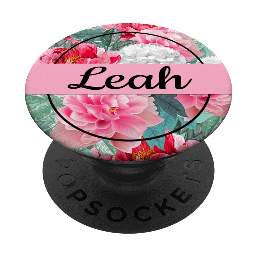 Personalized Leah Floral Monogram Gift - Rose Pink, Black & White Custom Name Flowers | Perfect for Birthdays, Anniversaries & Special Occasions