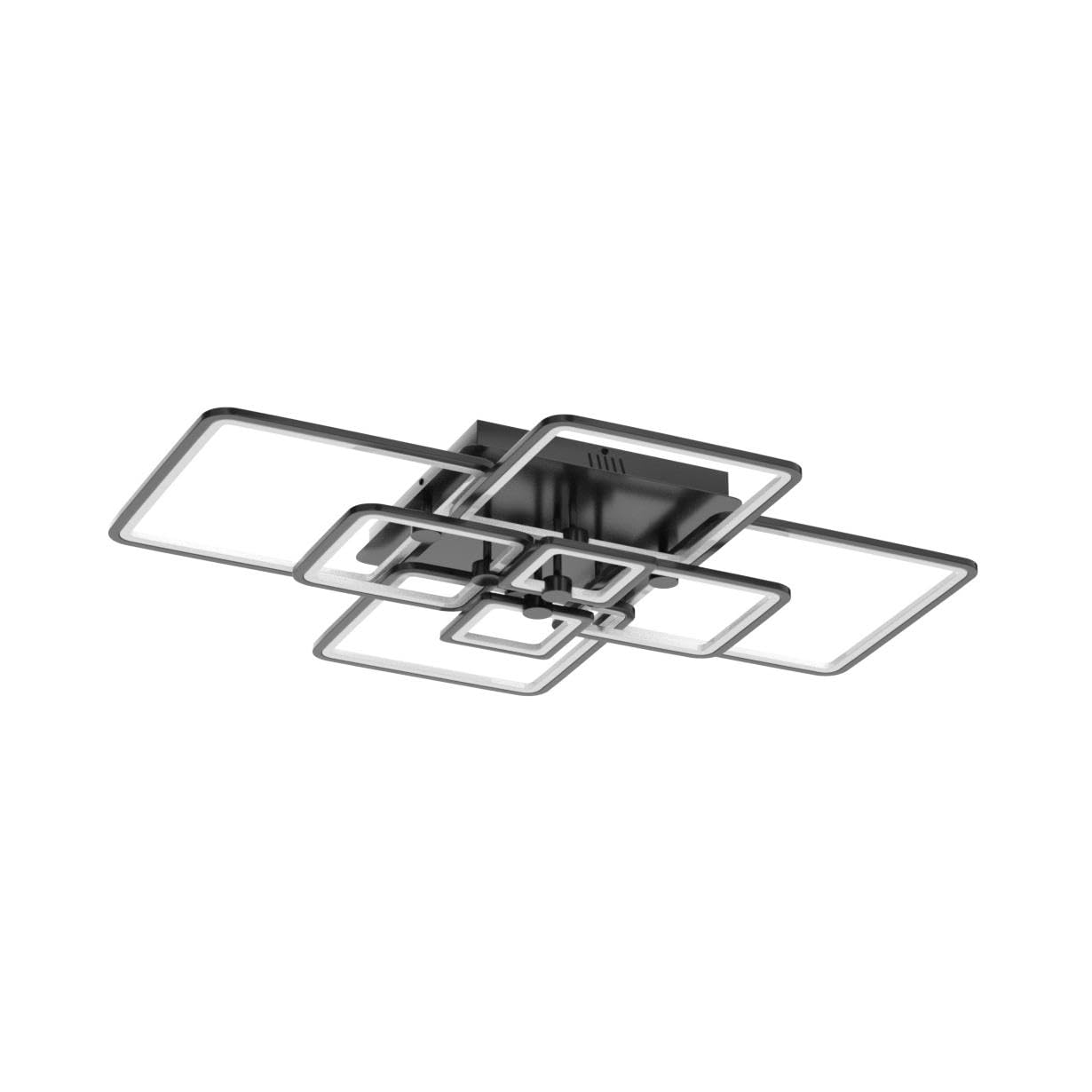 Modern 41.7in Dimmable LED Ceiling Light Fixture - 8 Square Black Flush Mount Light with Remote Control, 120W for Living Room, Bedroom & Dining Room | Energy-Efficient Home Lighting Solution