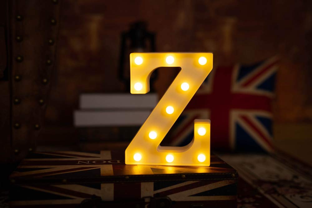 LED Light Up Letters Sign - Battery Powered Alphabet Letter Lights for Wedding, Birthday Party, Christmas Decor - Night Light for Home, Bar, Nursery & Bedroom (Letter Z)