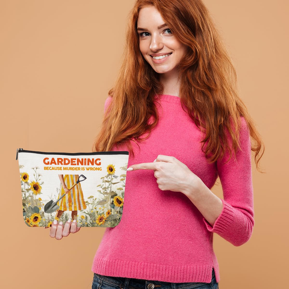 Funny Sunflower Cosmetic Bag - Gardening Gifts for Women, Plant Lovers, Sister, Mom, Grandma & Friends - Perfect for Graduation, Birthday & Everyday Use in Garden or Home