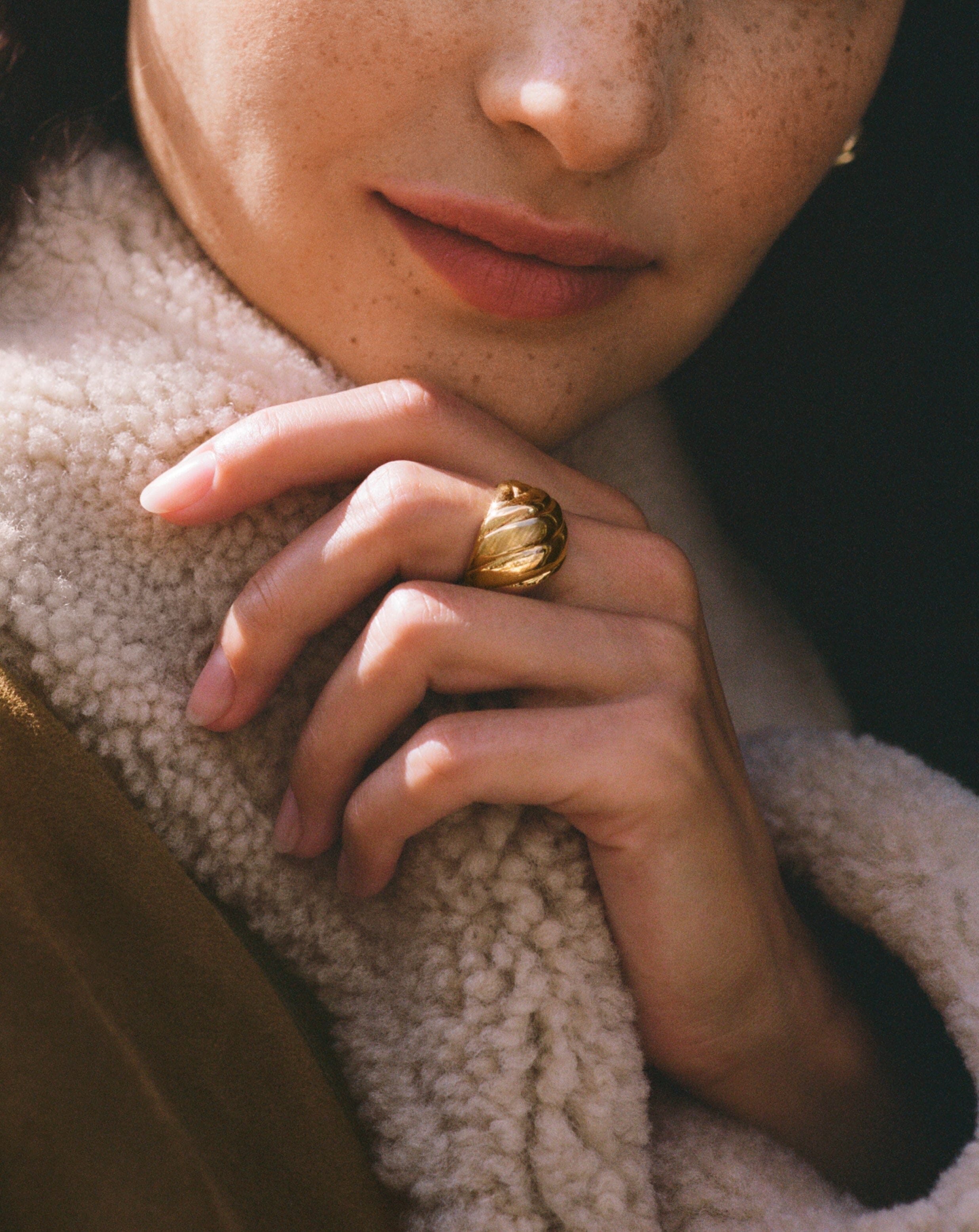 Rouje Kat Chunky Dome Open Ring - 18k Gold Plated Statement Jewelry for Women | Perfect for Parties, Date Nights & Everyday Wear