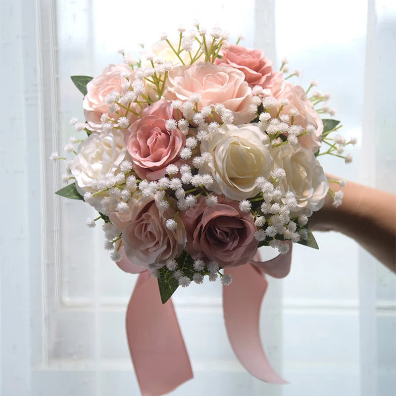 Elegant Silk Peony Rose Wedding Bouquet for Bridesmaids, Bridal Party – Perfect for Weddings, Bridal Showers & Photo Props