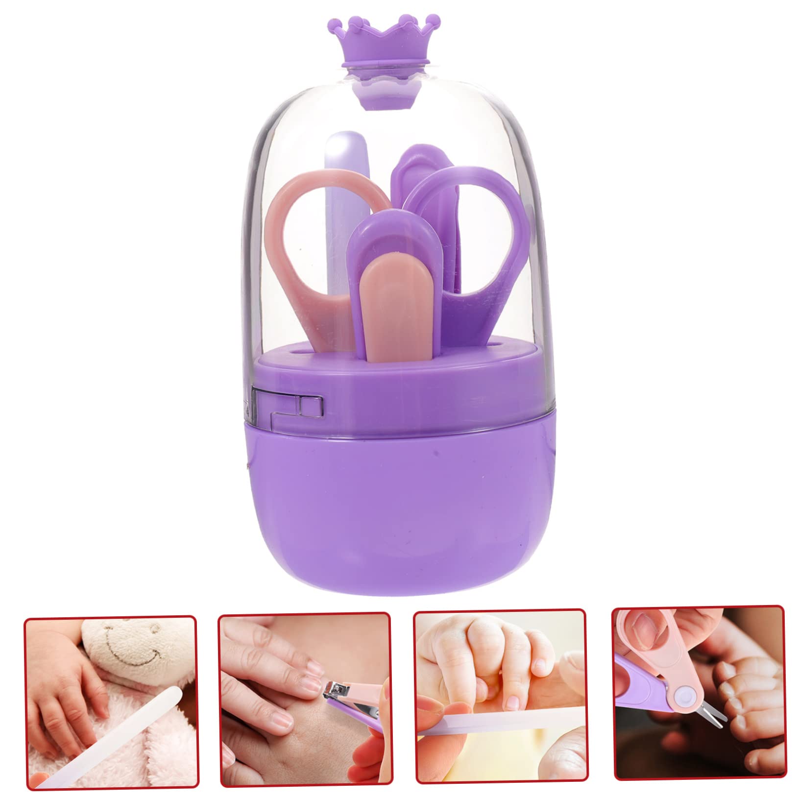 IWOWHERO 1 Set Purple Nail Scissors & Nail Art Supplies Kit for Newborn Baby Fingernails - Perfect for Home Manicures & Newborn Care