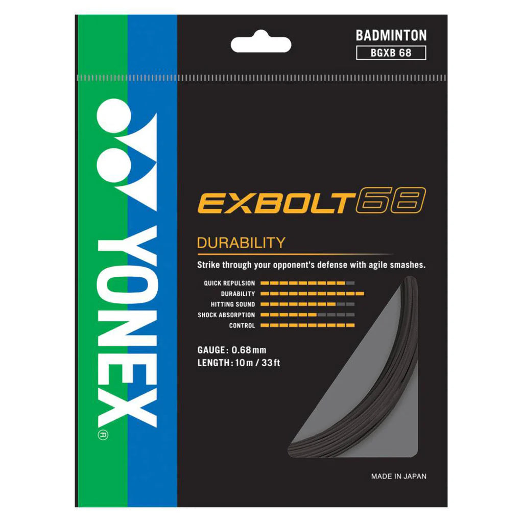 Yonex Exbolt 68 High Performance Badminton String - 10MM Thin Gauge for Speed & Control - Perfect for Tournament Play & Competitive Matches
